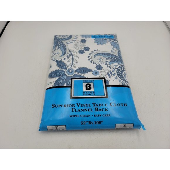 Vinyl Table Cloth Superior Flannel Back Broder Home Design 52" × 108" New A2 - Picture 6 of 11